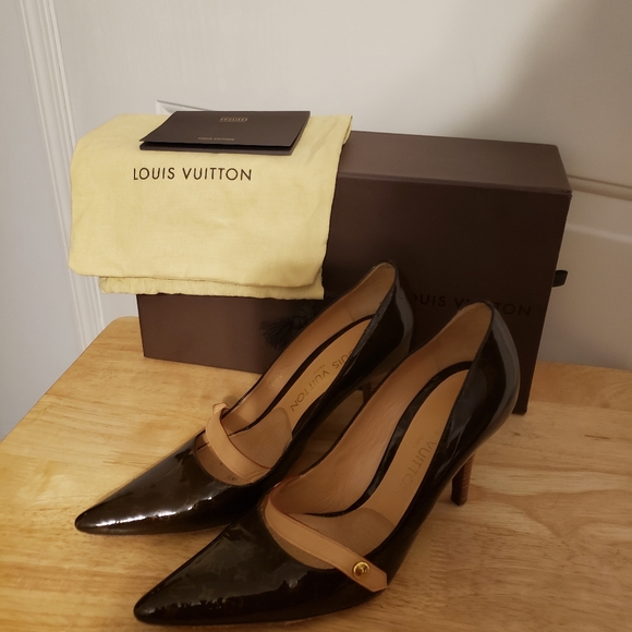 Louis Vuitton Shoes - LV MONOGRAM LOGO HEELS PATENT LEATHER    ONLY WEAR ON SOLE 100.00 OFFER